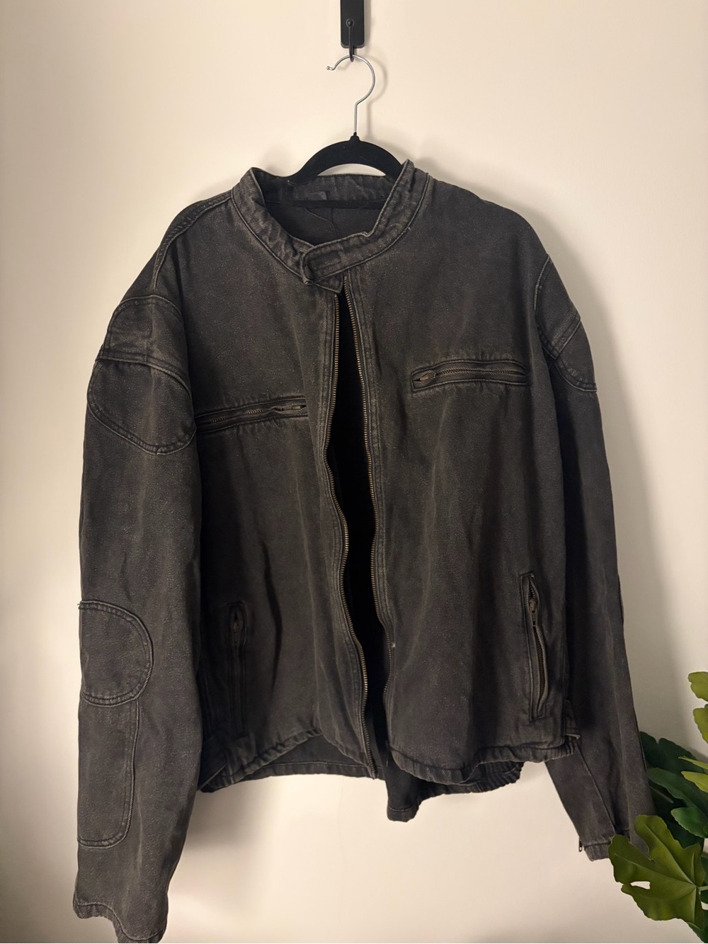 Biker black denim jacket